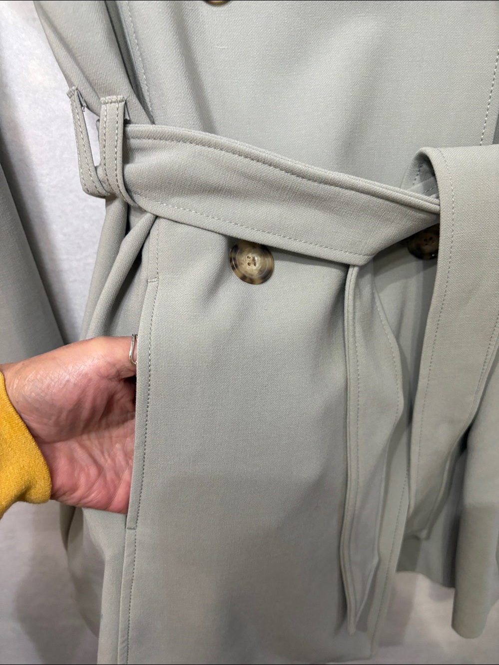 Abercrombie & Fitch Light Gray Trench Coat - SIZE SMALL NWOT - Picture 3 of 6